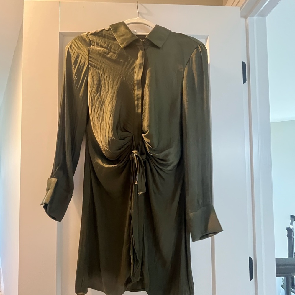 Steve Madden Olive Green Satin Mini Dress